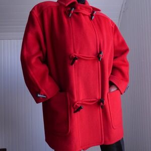 Excellent vintage 1990s Talbots cherry red wool/mohair blend toggle duffle coat